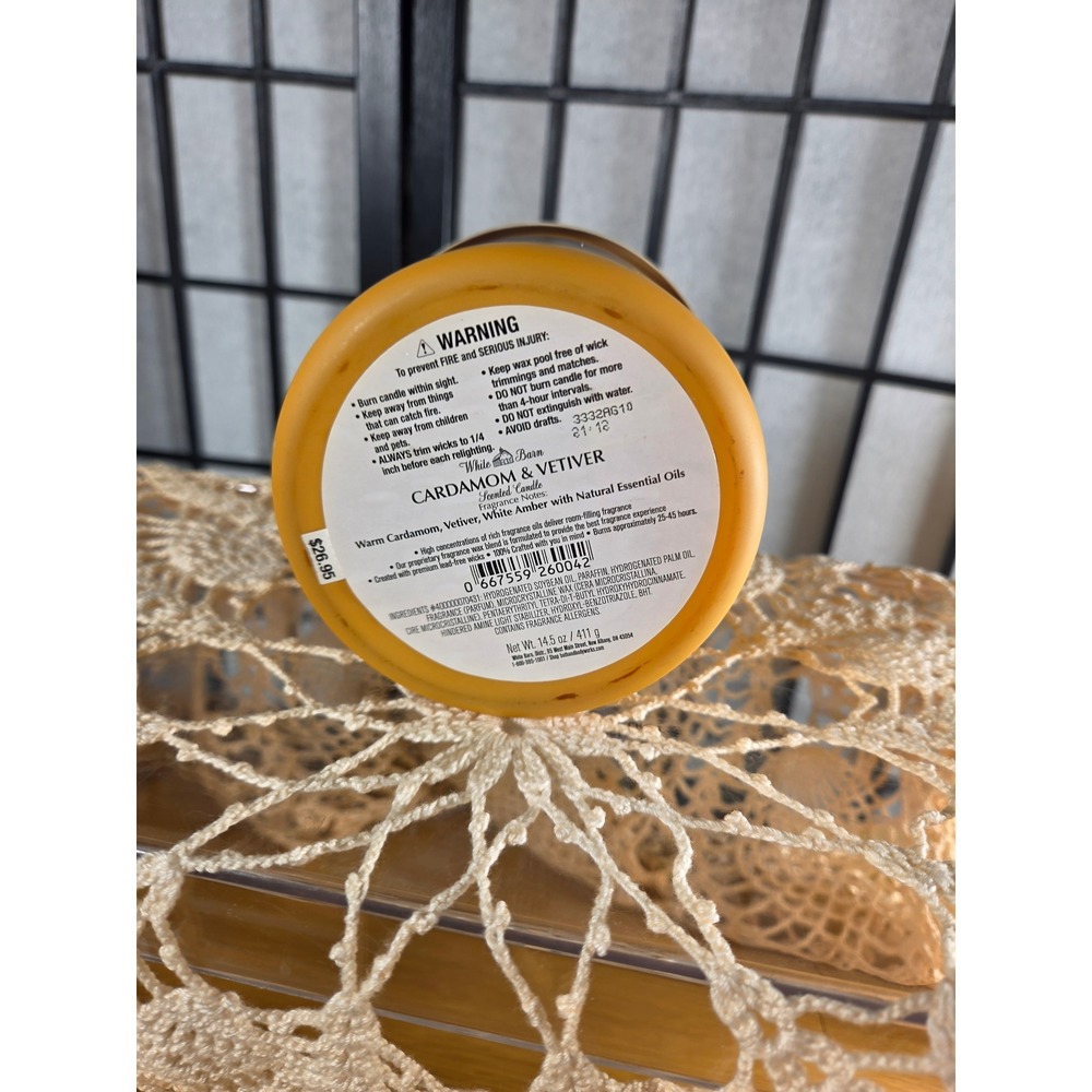 White Barn Cardamom & Vetiver 3-Wick Scented Candle 14.5oz Mustard Yellow Jar - Picture 3 of 6